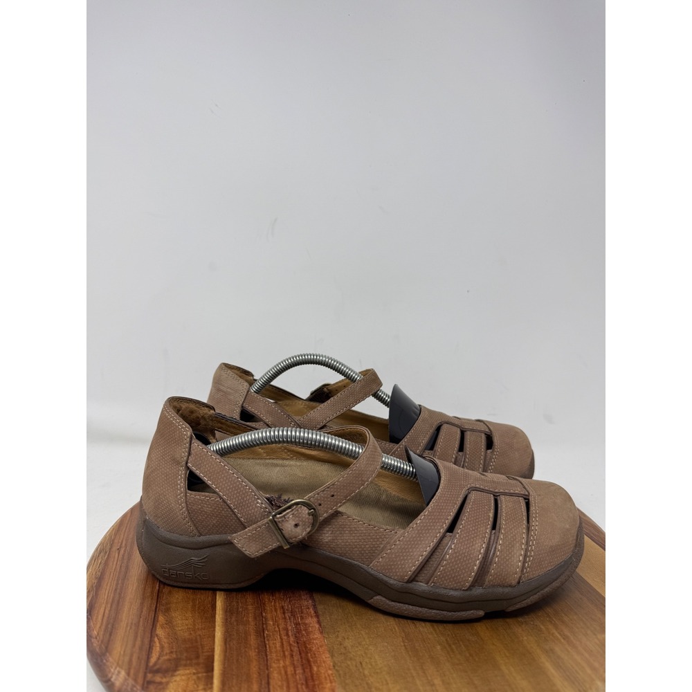 Dansko Brown Leather Textured Mary Jane Fisherman Shoes Size 38 EU 7.5 8 US